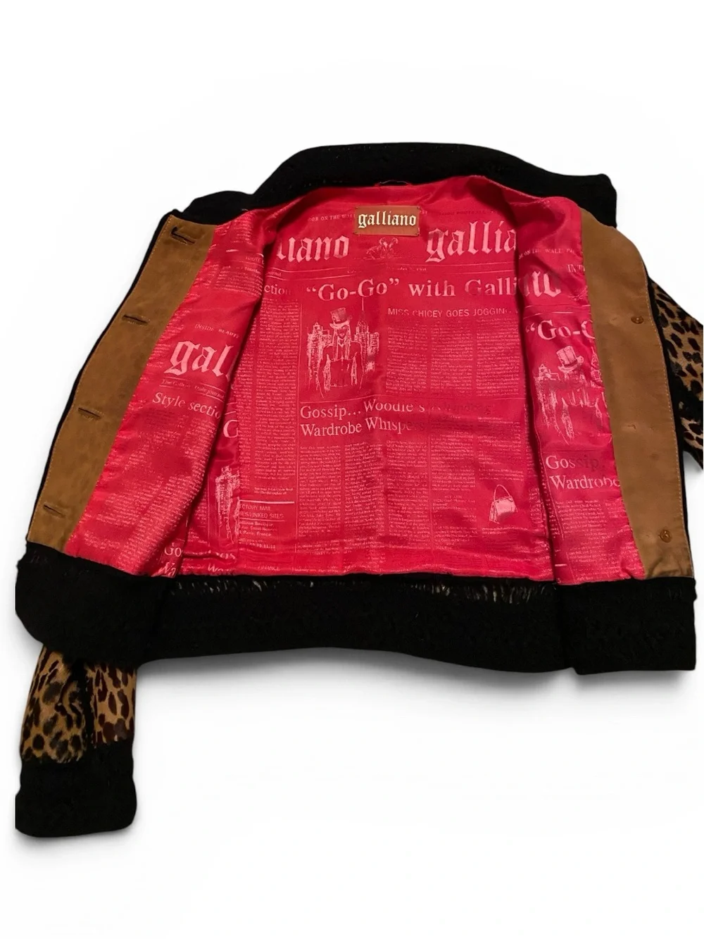 Beautiful! Vintage Galliano Leopard Print Jacket in Brown & Black, Size 6